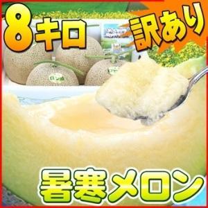 訳あり　暑寒メロン(青肉めろん)　8.0kg前後　贈答用ではなくご家庭用に最適な業務用品!ジューシーな汁と果肉が軟らかい青肉めろん