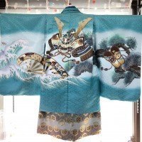 5歳羽織袴　青緑色