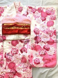 7歳四つ身　白×ピンク