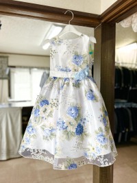 花柄オーガンジードレス　水色