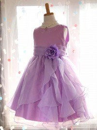 オーガンジーフリルドレス　紫