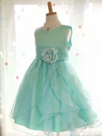 オーガンジーフリルドレス　グリーン