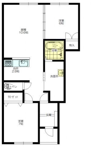 富良野に８月下旬完成予定の新築です。ファミリー向き２LDKタイプです。
